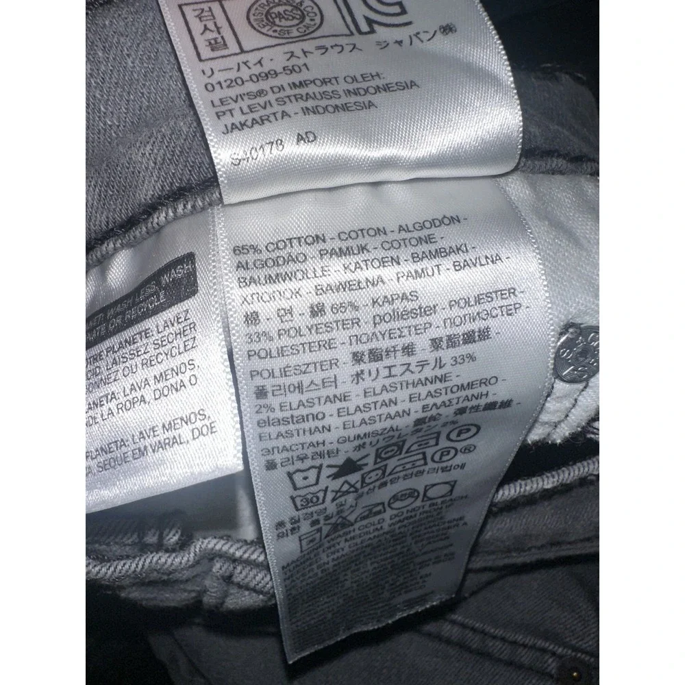 Levis 511 Jeans Men 29x30 Gray Slim Fit Straight Leg Distressed Stretch Denim‎